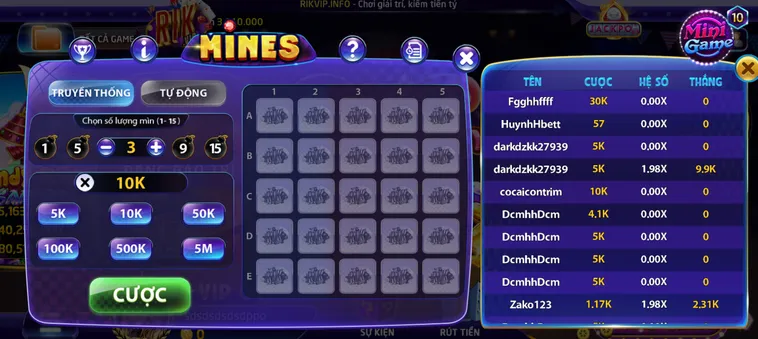 Trải Nghiệm Đỉnh Cao Cùng Siêu Phẩm Minigame Mines Tại RikVip Ngay Hôm Nay